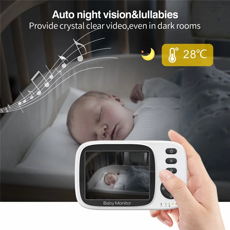 SM632 3.2 inch Wireless Baby Monitor Temperature Sensor 2X Zoom Baby Camera 2-Way Talk, 8 Lullabies - AU Plug