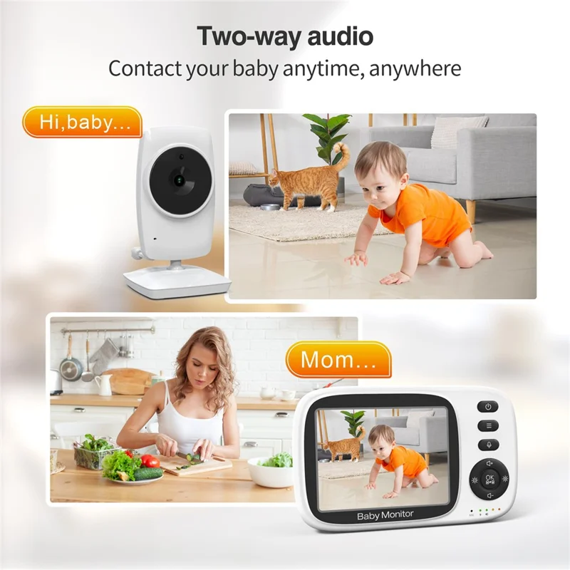 SM632 3.2 inch Wireless Baby Monitor Temperature Sensor 2X Zoom Baby Camera 2-Way Talk, 8 Lullabies - AU Plug