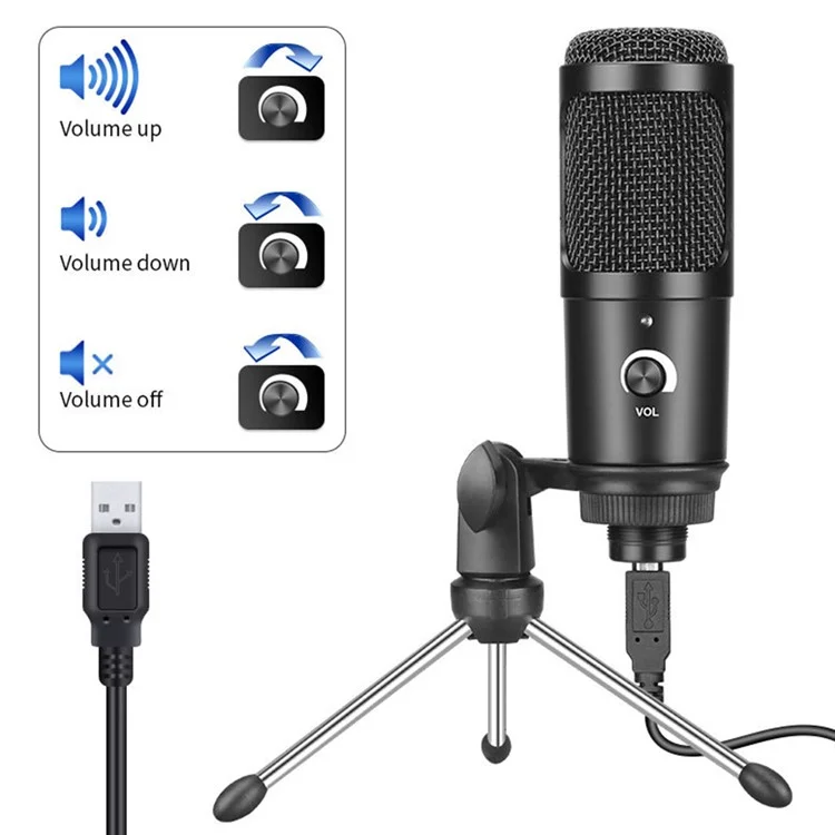 Micrófono de condensador USB profesional para estudio de grabación de ordenador portátil