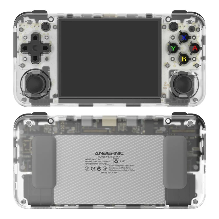 ANBERNIC RG35XX H 64GB Handheld Game Console 3300mAh Support 5K Games (English Version) - Transparent White