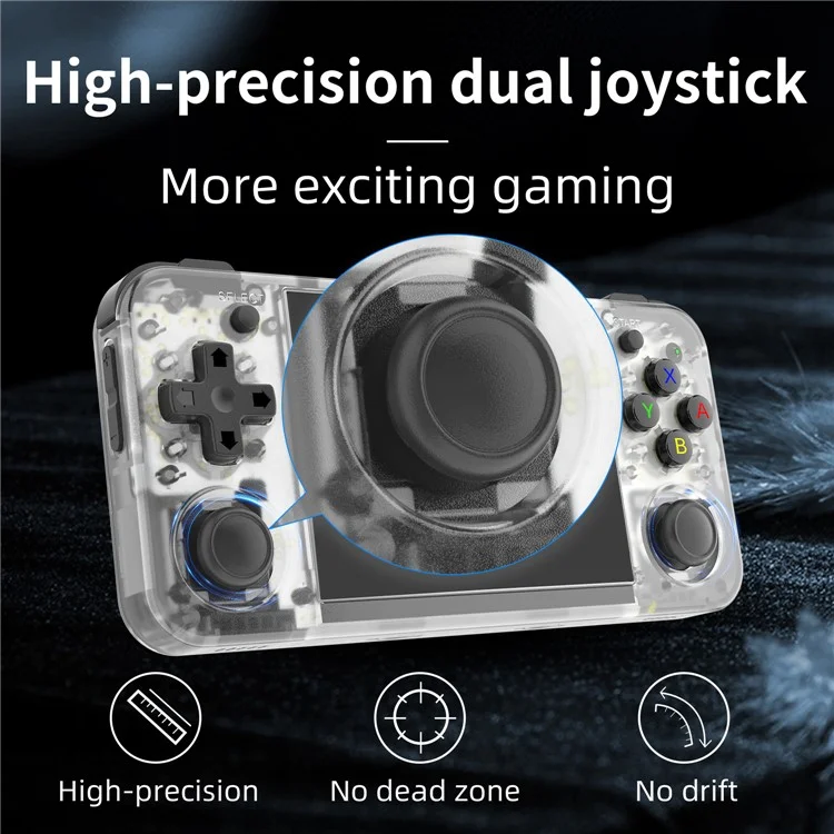 ANBERNIC RG35XX H 64GB Handheld Game Console 3300mAh Support 5K Games (English Version) - Transparent White