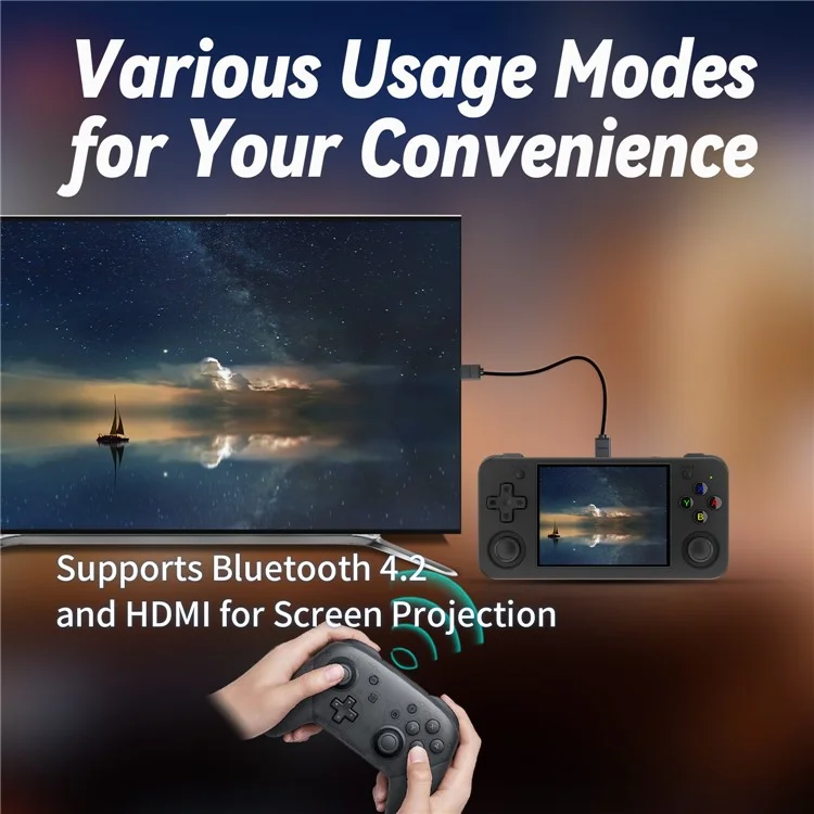 ANBERNIC RG35XX H 64GB Handheld Game Console 3300mAh Support 5K Games (English Version) - Black