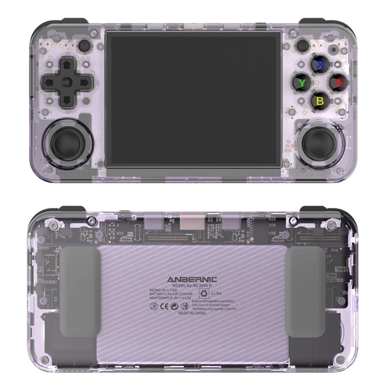 ANBERNIC RG35XX H 64GB Handheld Game Console 3300mAh Support 5K Games (English Version) - Transparent Purple