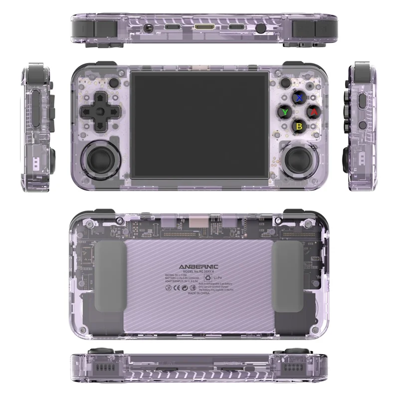 ANBERNIC RG35XX H 64GB Handheld Game Console 3300mAh Support 5K Games (English Version) - Transparent Purple