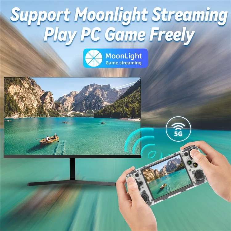ANBERNIC RG35XX H 64GB+128GB Handheld Game Console 3.5-inch IPS Screen Support 10K Games (English Version) - Transparent White