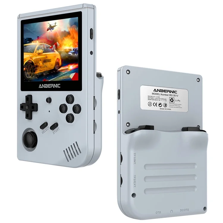 ANBERNIC RG351V 3.5-inch Display Handheld Game Console Version 16G (System Card) + 32G (Memory Card) Built-In 3000 Games - Grey