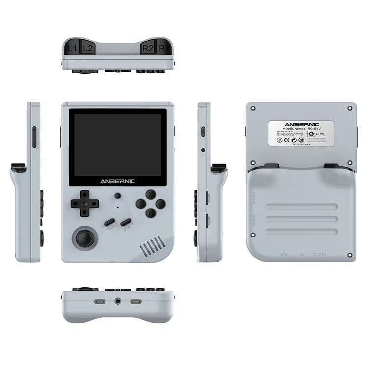 ANBERNIC RG351V 3.5-inch Display Handheld Game Console Version 16G (System Card) + 32G (Memory Card) Built-In 3000 Games - Grey