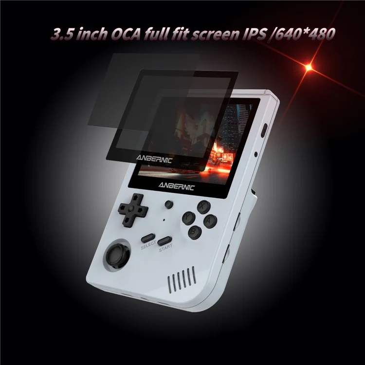 ANBERNIC RG351V 3.5-inch Display Handheld Game Console Version 16G (System Card) + 32G (Memory Card) Built-In 3000 Games - Grey