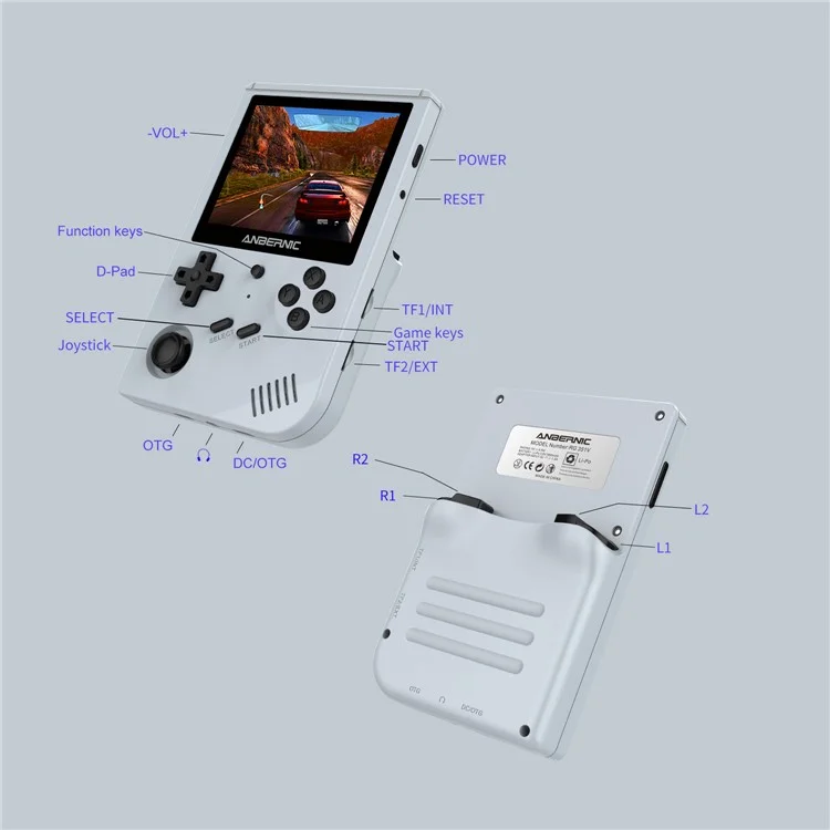 ANBERNIC RG351V 3.5-inch Display Handheld Game Console Version 16G (System Card) + 32G (Memory Card) Built-In 3000 Games - Grey