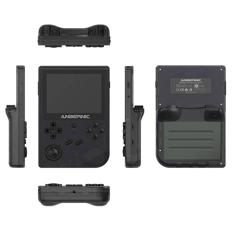 ANBERNIC RG351V 3.5-inch Display Handheld Game Console 16G (System Card) + 256G (Memory Card) Built-In 25000 Games - Transparent Black