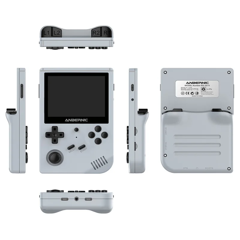 ANBERNIC RG351V Console de Jogo Portátil com Tela de 3,5 Polegadas, 16G+256G Integrados com 25000 Jogos, Versão Definitiva - Cinza