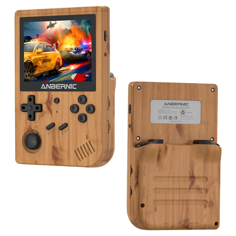 ANBERNIC RG351V 3.5-inch Display Handheld Game Console, 16G+256G Built-In 25000 Games, Ultimate Version - Wood Grain