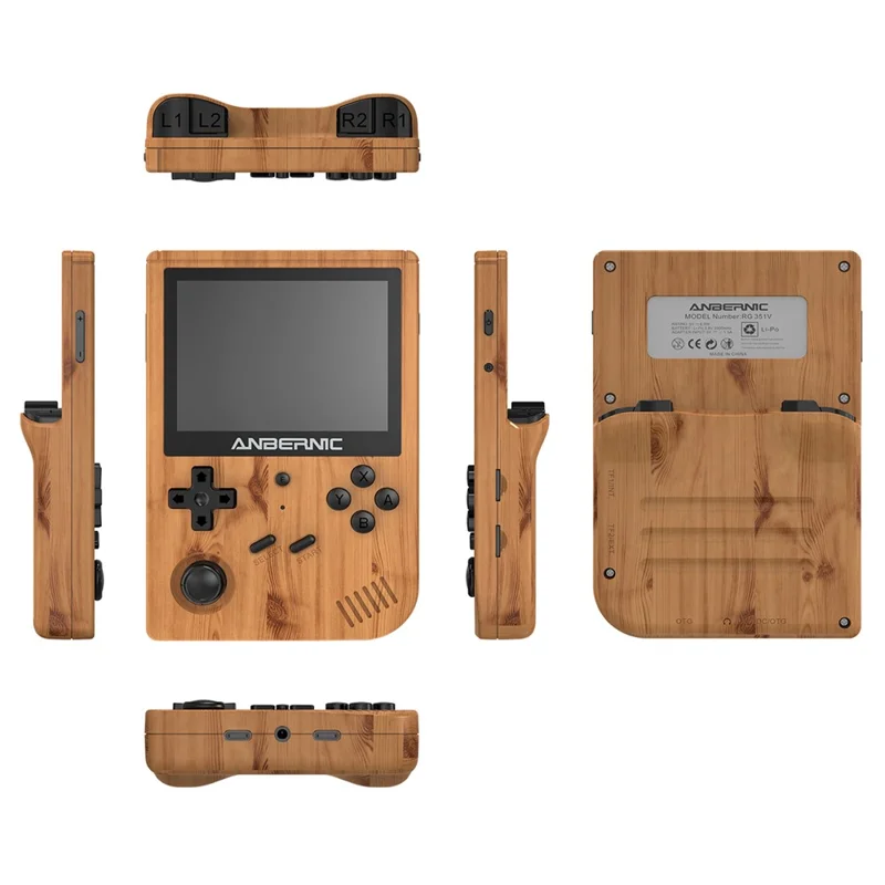 ANBERNIC RG351V 3.5-inch Display Handheld Game Console, 16G+256G Built-In 25000 Games, Ultimate Version - Wood Grain