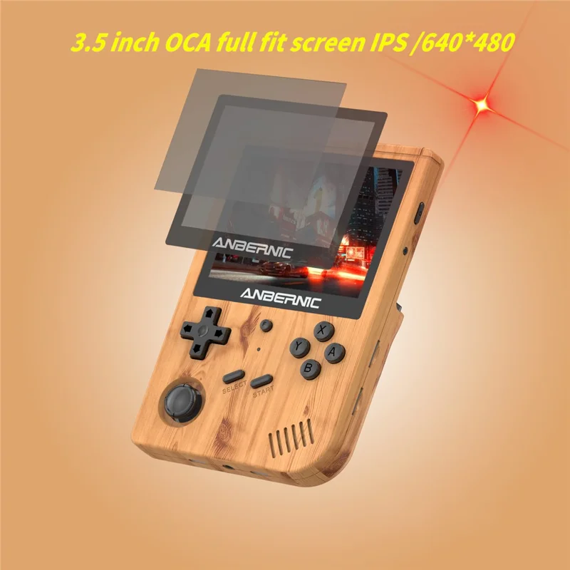ANBERNIC RG351V 3.5-inch Display Handheld Game Console, 16G+256G Built-In 25000 Games, Ultimate Version - Wood Grain