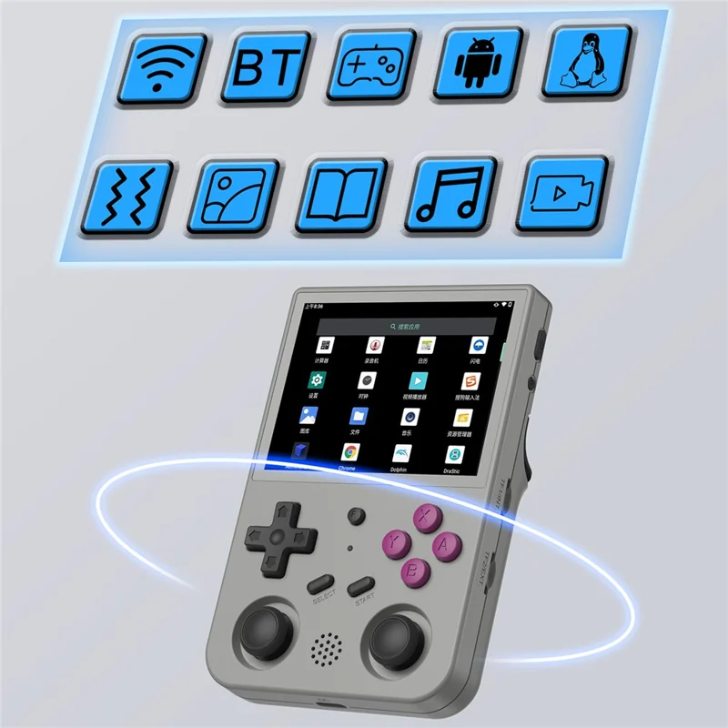 ANBERNIC RG353VS Handheld Game Console Single System 16G (System Card) + 64GB (Memory Card) Built-In 5000 Games - Grey