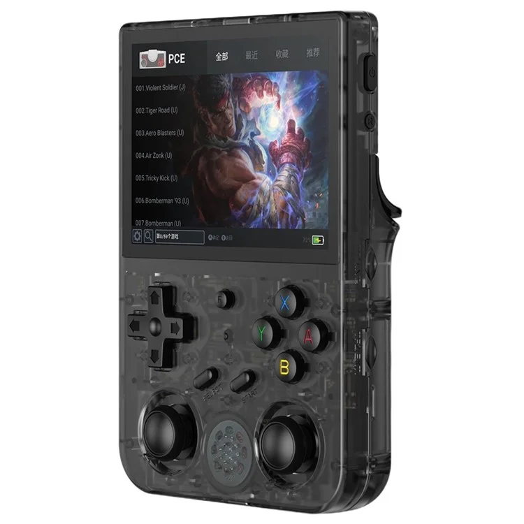 ANBERNIC RG353VS 16G (System Card) + 128GB (Memory Card) Portable Game Console, Single System, Built-In 10000+ Games - Transparent Black