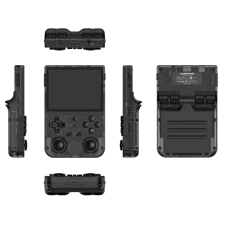 ANBERNIC RG353VS 16G (System Card) + 128GB (Memory Card) Portable Game Console, Single System, Built-In 10000+ Games - Transparent Black