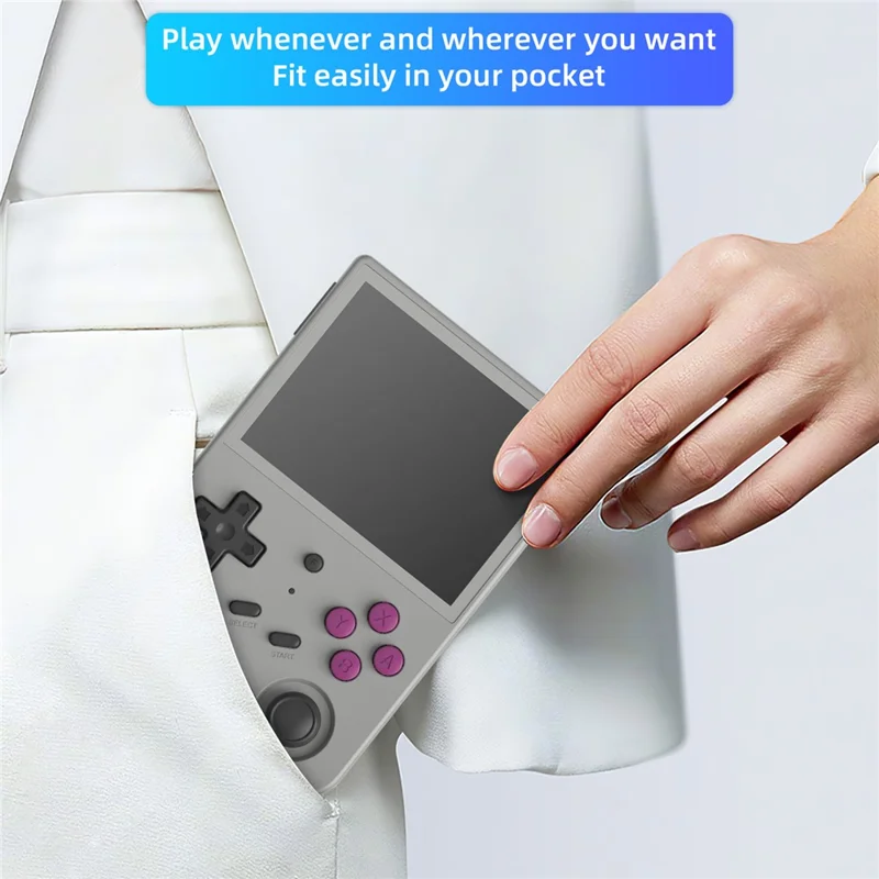 ANBERNIC RG353V Handheld Gaming Console, Dual System Android + Linux 16G (System Card) + 64GB (Memory Card) Built-In 5000 Games - Grey