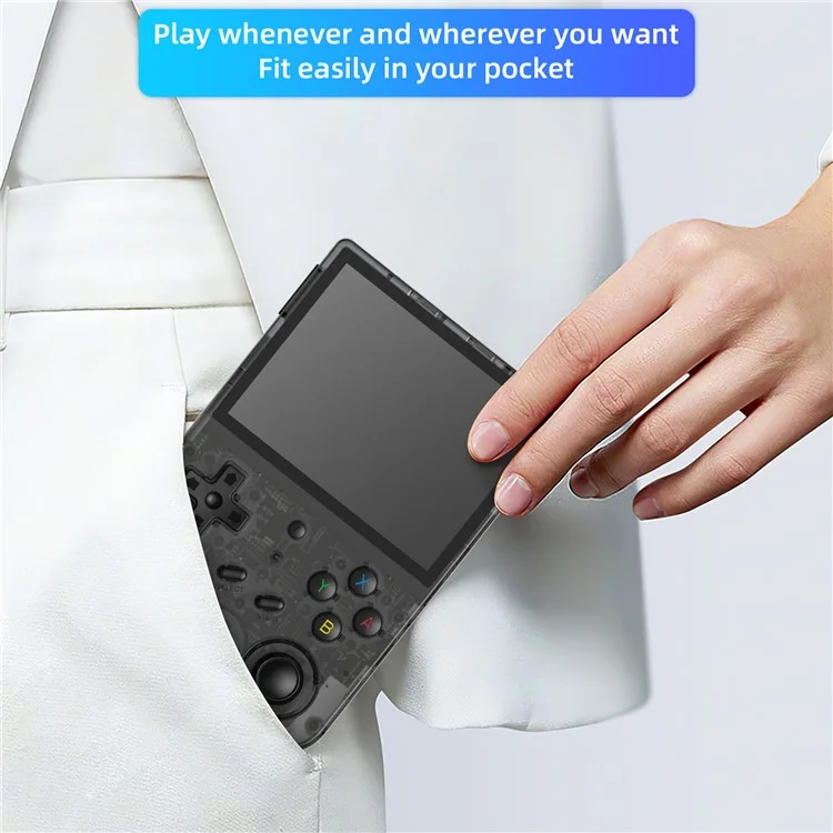 ANBERNIC RG353V Handheld Game Player 3.5" 16G (System Card) + 128GB (Memory Card) for Android / Linux Built-In 10000 Games - Transparent Black