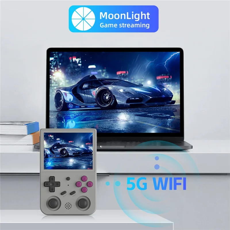 ANBERNIC RG353V Handheld Game Player 3.5" 16G (System Card) + 128GB (Memory Card) for Android / Linux Built-In 10000 Games - Grey