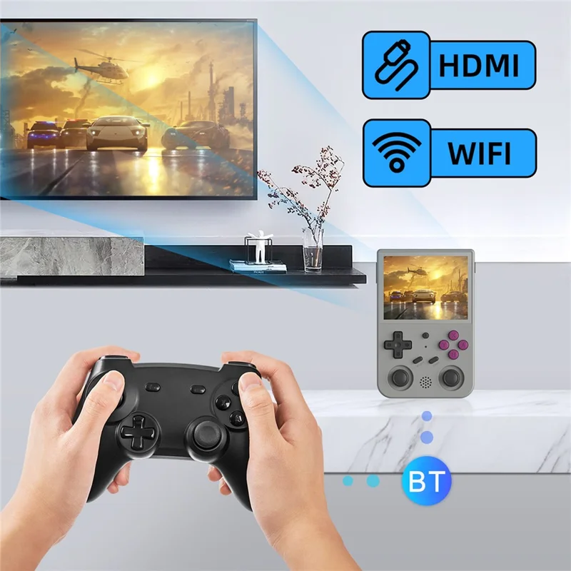 ANBERNIC RG353V Handheld Game Player 3.5" 16G (System Card) + 128GB (Memory Card) for Android / Linux Built-In 10000 Games - Grey
