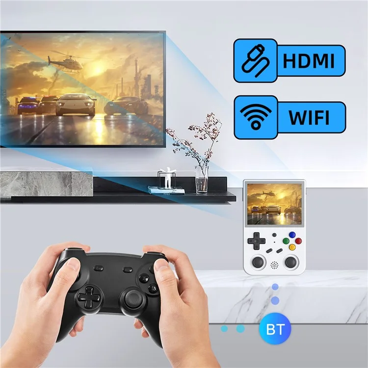 ANBERNIC RG353V 16G (System Card) + 256GB (Memory Card) Handheld Game Console Support Linux+Android 11 Dual OS, 15000+ Games - White