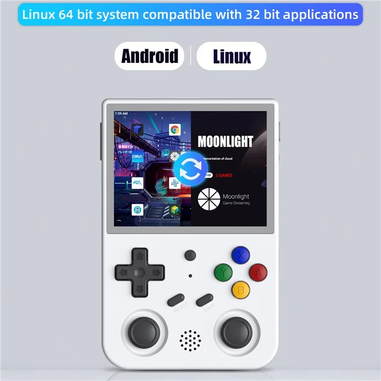 ANBERNIC RG353V 16G (System Card) + 256GB (Memory Card) Handheld Game Console Support Linux+Android 11 Dual OS, 15000+ Games - White