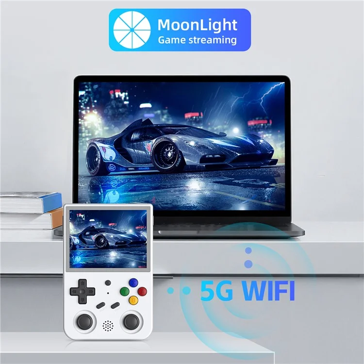 ANBERNIC RG353V 16G (System Card) + 256GB (Memory Card) Handheld Game Console Support Linux+Android 11 Dual OS, 15000+ Games - White