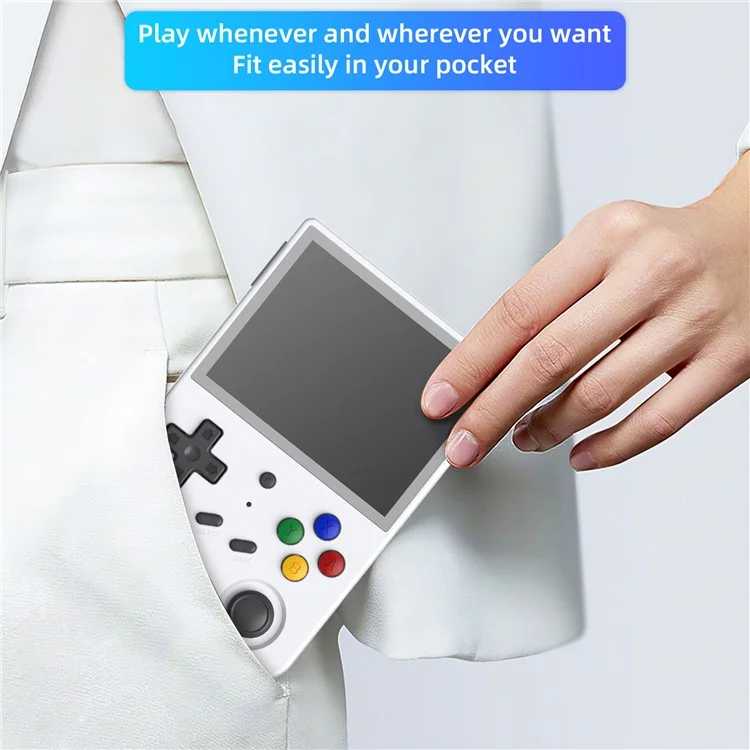ANBERNIC RG353V 16G (System Card) + 256GB (Memory Card) Handheld Game Console Support Linux+Android 11 Dual OS, 15000+ Games - White