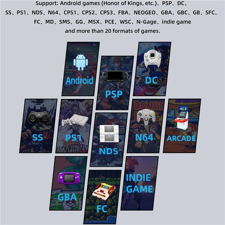 ANBERNIC RG353V 16GB+256GB Consolle da Gioco Portatile  Supporto Linux+Android 11 Dual OS, 15000+ Giochi - Nero Trasparente