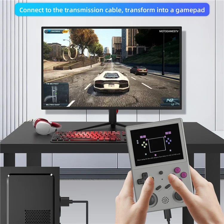 ANBERNIC RG353V 16G (System Card) + 256GB (Memory Card) Handheld Game Console Support Linux+Android 11 Dual OS, 15000+ Games - Grey
