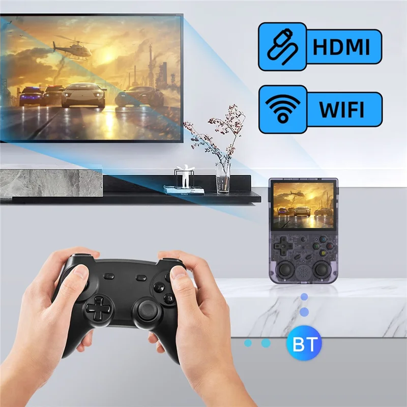 ANBERNIC RG353V 16GB+256GB Console de Jogos Portátil  Suporte Linux+Android 11 Dual OS, 15000+ Jogos - Roxo Transparente