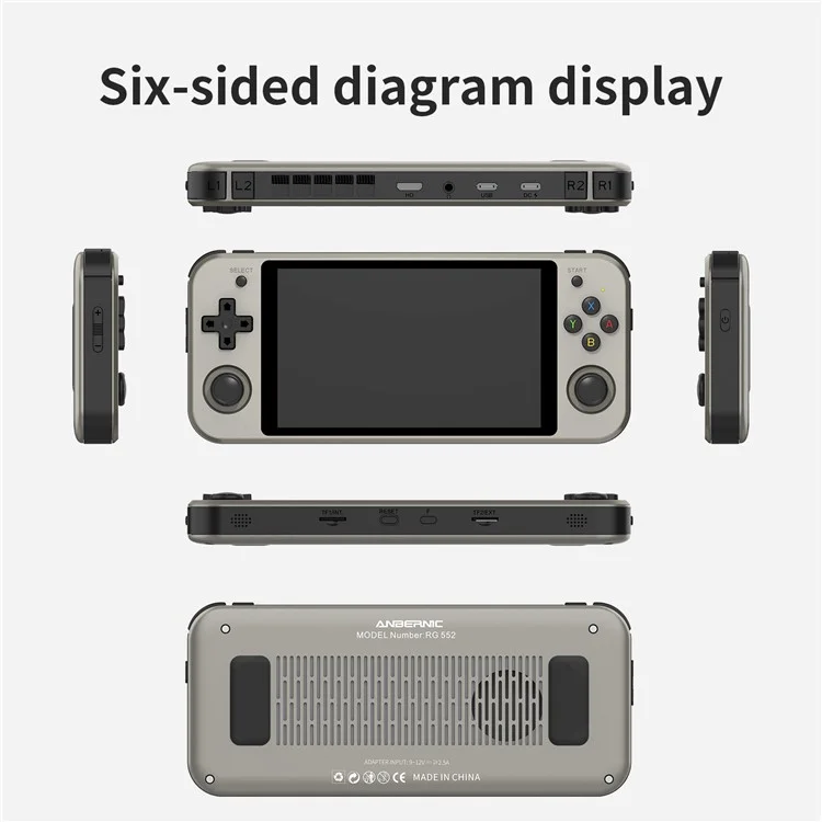 Console de jeu portable à double système ANBERNIC RG552, 16 Go + 64 Go avec jeux (version anglaise) - Gris