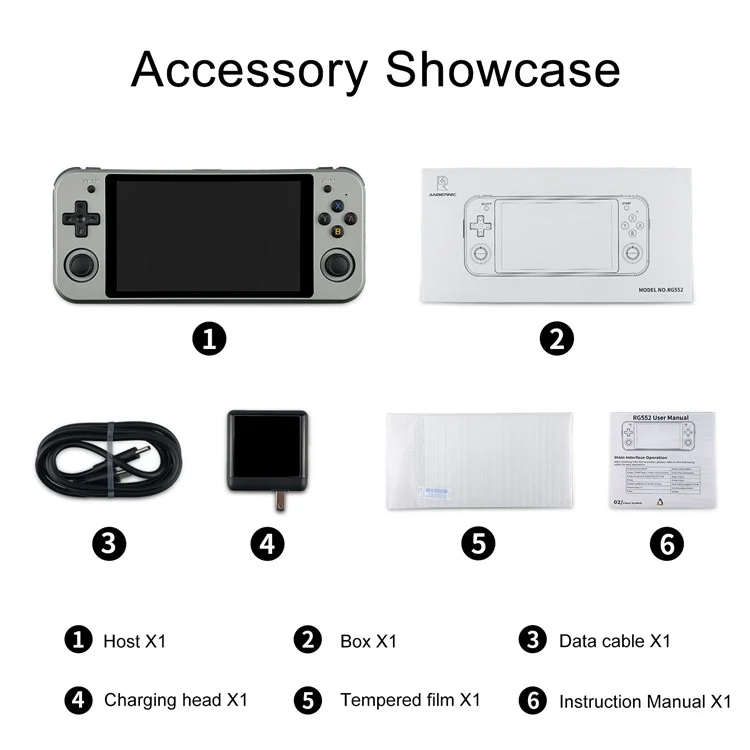 Console de jeu portable à double système ANBERNIC RG552, 16 Go + 64 Go avec jeux (version anglaise) - Gris