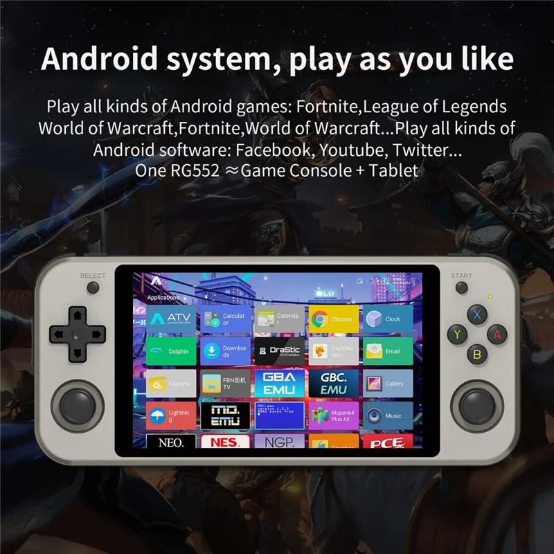 ANBERNIC RG552 Handheld Video Game Console 5.36-inch 16GB + 128GB Dual Systems Android / Linux (English Version) - Grey
