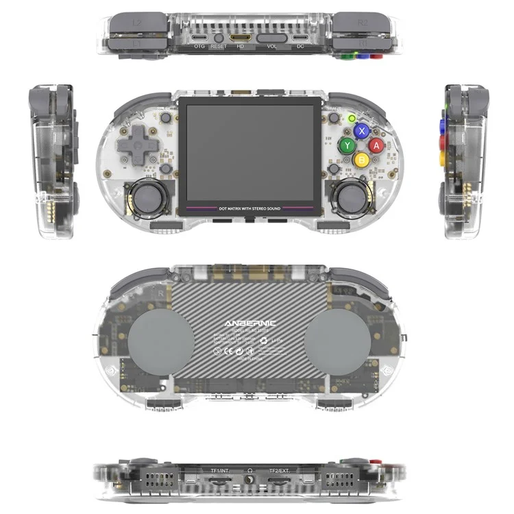 ANBERNIC RG353PS 3.5-Inch IPS Screen Portable Game Console 16GB+64GB (English Version) - Transparent White
