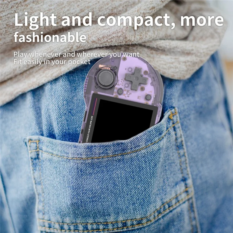 ANBERNIC RG353PS 3.5-Inch IPS Screen Portable Game Console 16GB+64GB (English Version) - Transparent Purple