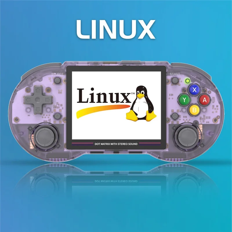 ANBERNIC RG353PS 3.5-Inch IPS Screen Portable Game Console 16GB+64GB (English Version) - Transparent Purple