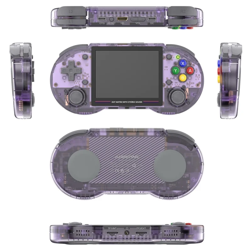 ANBERNIC RG353PS Retro Handheld Game Console 16GB 3.5-inch IPS Screen (English Version) - Transparent Purple
