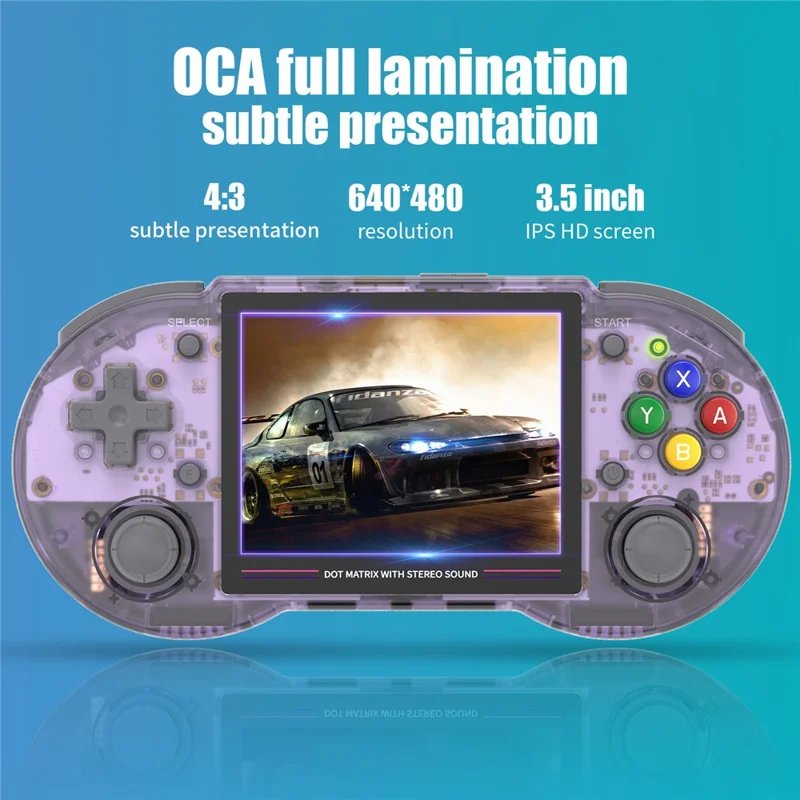 ANBERNIC RG353PS Retro Handheld Game Console 16GB 3.5-inch IPS Screen (English Version) - Transparent Purple