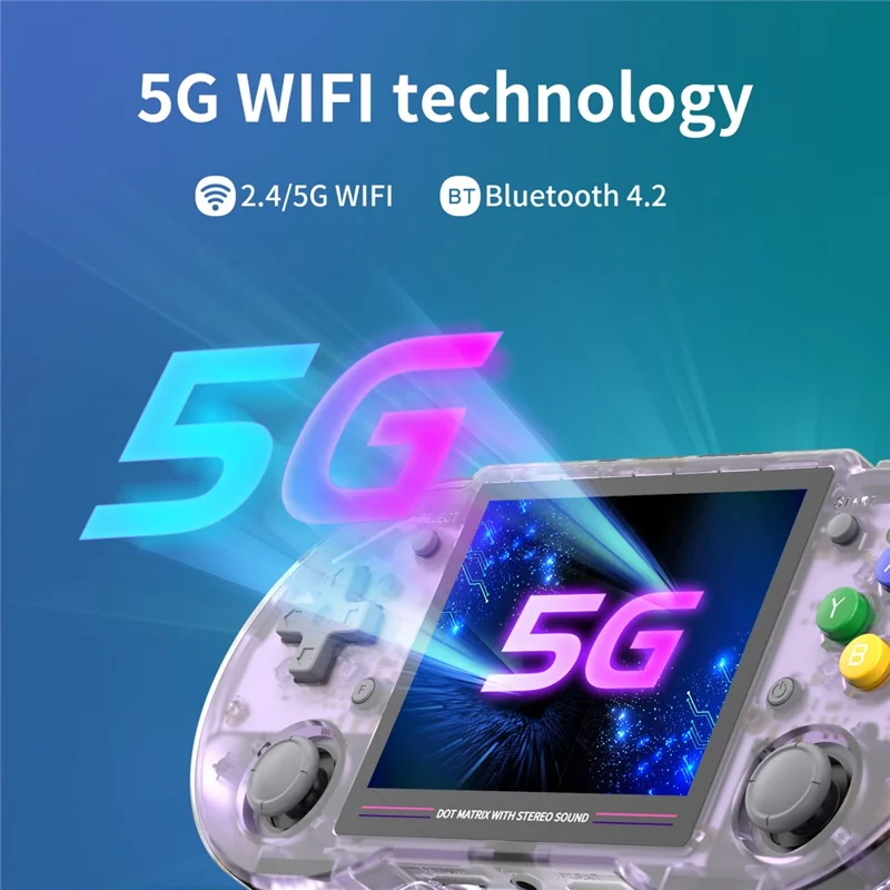 ANBERNIC RG353PS Retro Handheld Game Console 16GB 3.5-inch IPS Screen (English Version) - Transparent Purple