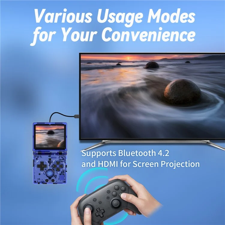 ANBERNIC RG35XXSP Flip Handheld Game Console 64GB 5000+Games Support Streaming (English Version) - Transparent Blue