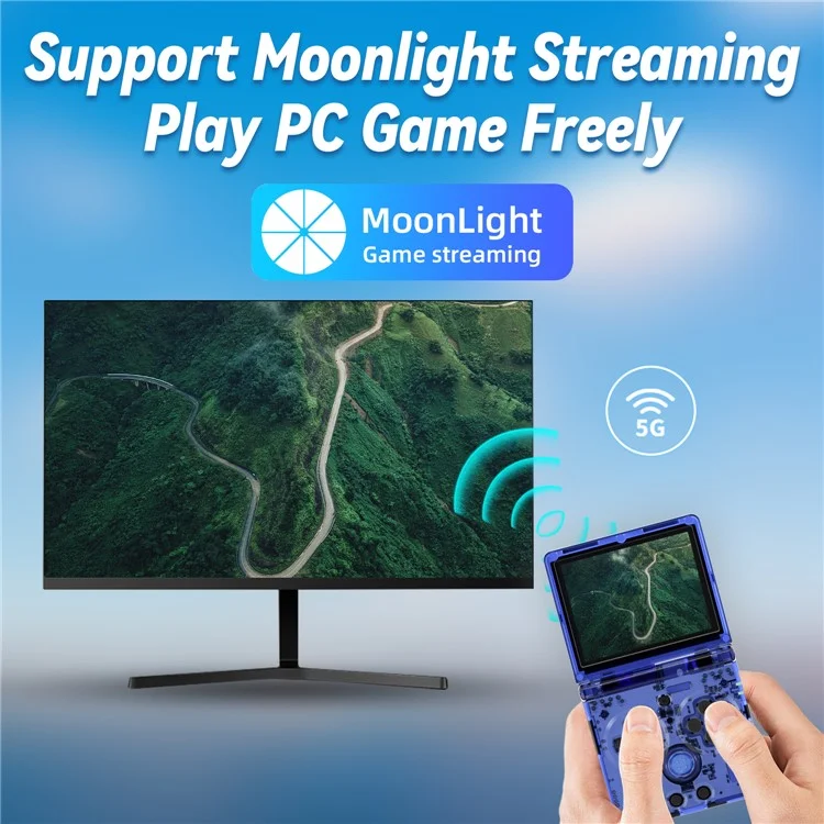 ANBERNIC RG35XXSP Flip Handheld Game Console 64GB 5000+Games Support Streaming (English Version) - Transparent Blue