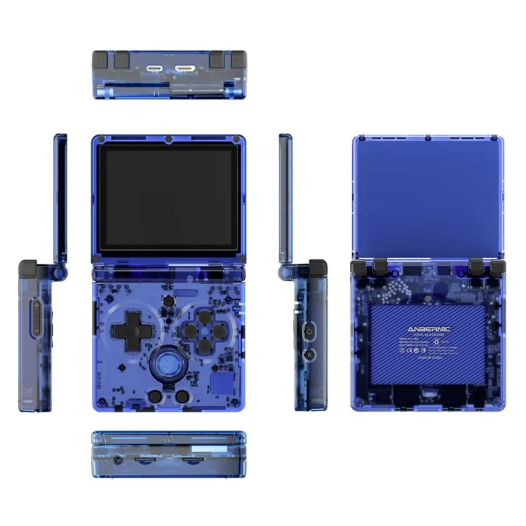 ANBERNIC RG35XXSP Flip Handheld Game Console 64GB 5000+Games Support Streaming (English Version) - Transparent Blue