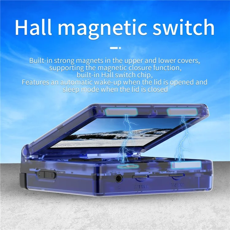 ANBERNIC RG35XXSP Flip Handheld Game Console 64GB 5000+Games Support Streaming (English Version) - Transparent Blue