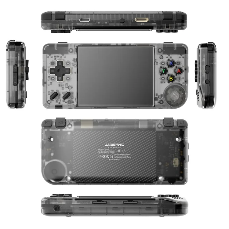 ANBERNIC RG28XX Handheld Game Console 2.83-inch 64GB+128GB Built-in 3100mAH Battery (English Version) - Transparent Black