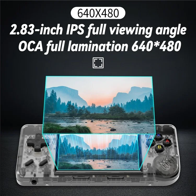 ANBERNIC RG28XX Handheld Game Console 2.83-inch 64GB+128GB Built-in 3100mAH Battery (English Version) - Transparent Black