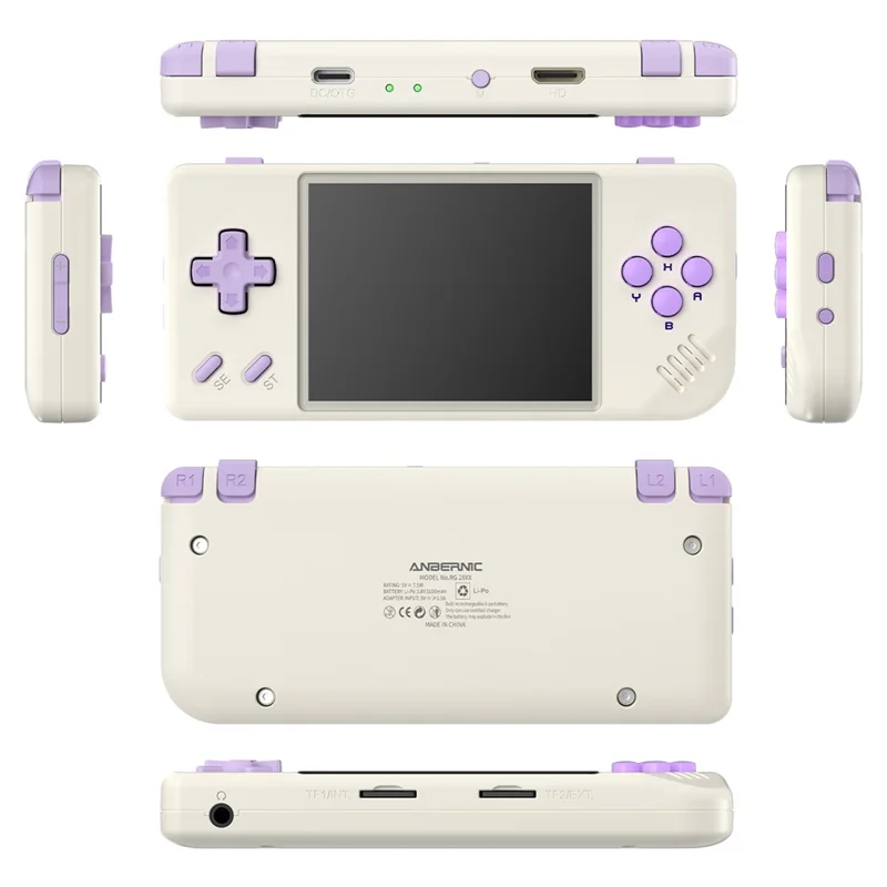 Console de jeu portable ANBERNIC RG28XX 2.83 pouces 64 Go + 128 Go Batterie intégrée 3100 mAh (version anglaise) - Beige