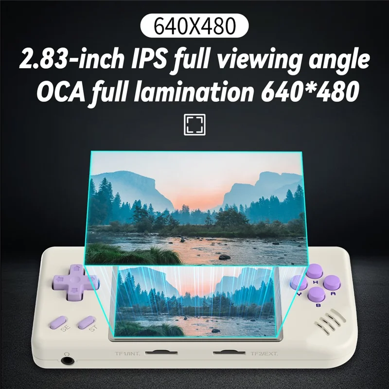 Console de jeu portable ANBERNIC RG28XX 2.83 pouces 64 Go + 128 Go Batterie intégrée 3100 mAh (version anglaise) - Beige