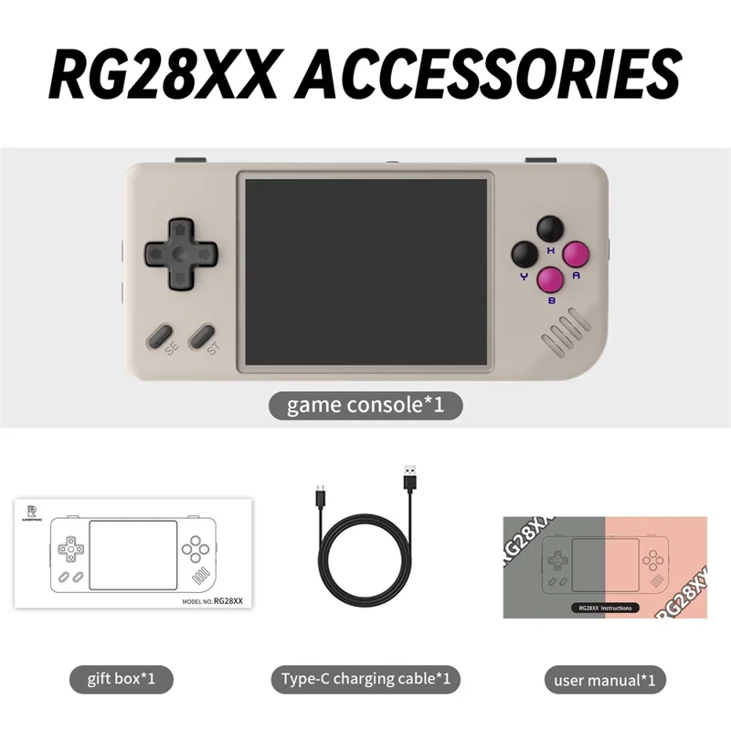 ANBERNIC RG28XX 64GB Game Console 2.83-inch IPS Screen (English Version) Handheld Game Console -  Grey
